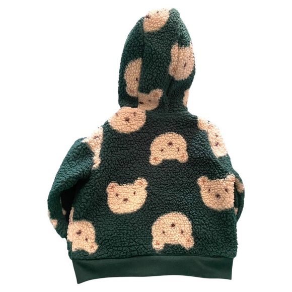 Carter's Green and Cream Teddy Bear Hoodie - Picture 2 of 4